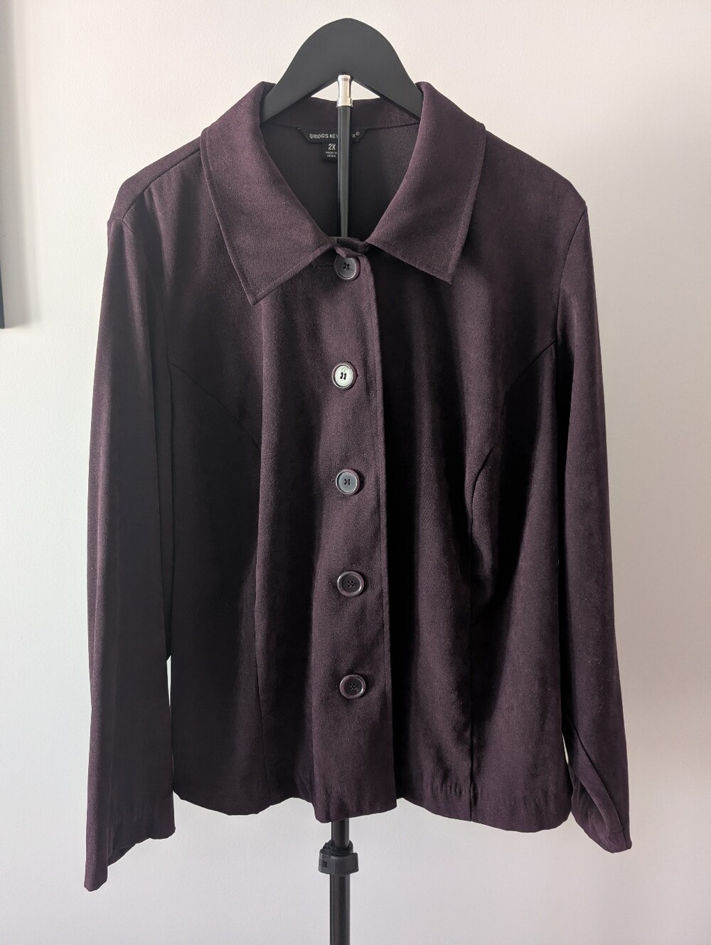 Classic Women's Dark Plum Button-Up Coat Jacket